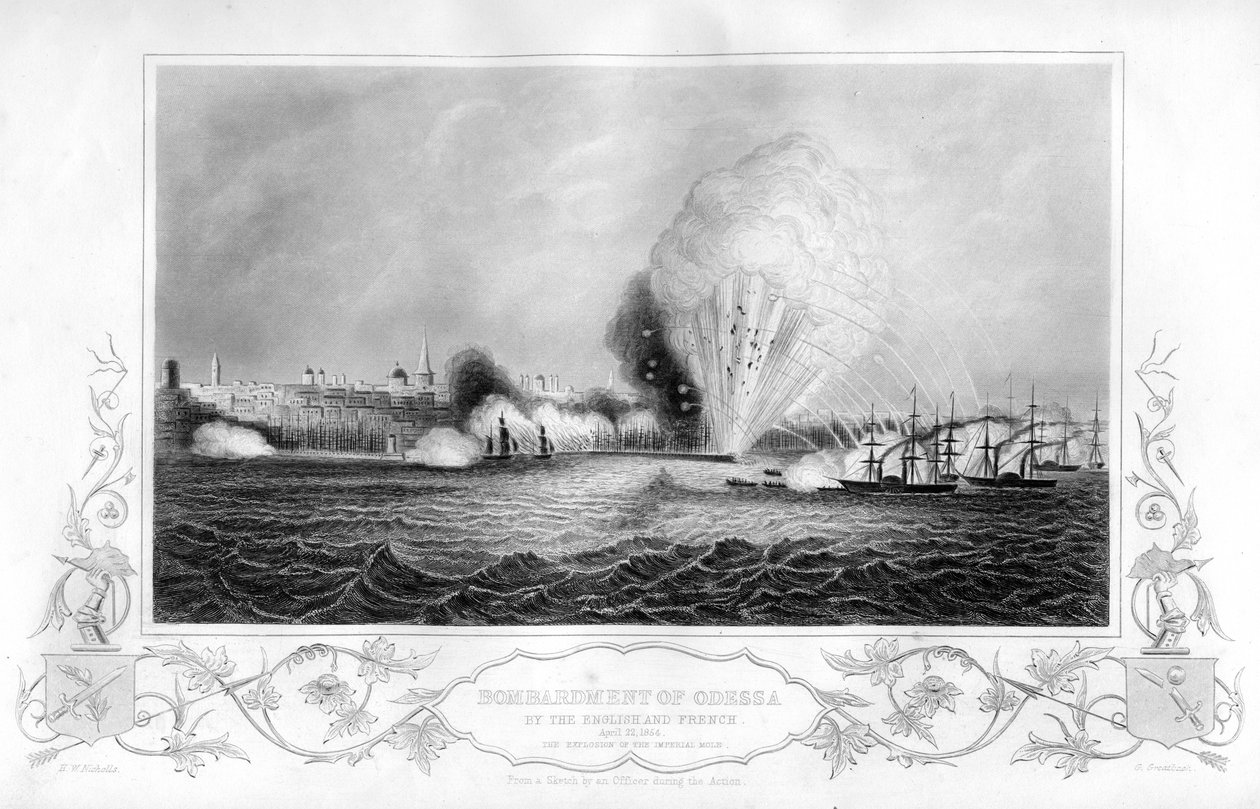 Eksplosionen af den kejserlige muldvarp under bombardementet af Odessa, Ukraine, 1854 1857. af George Greatbatch