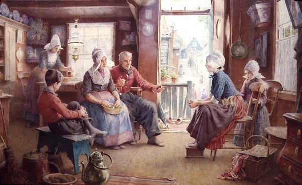 Volendam Holland (akvarel på papir) af George Gregory