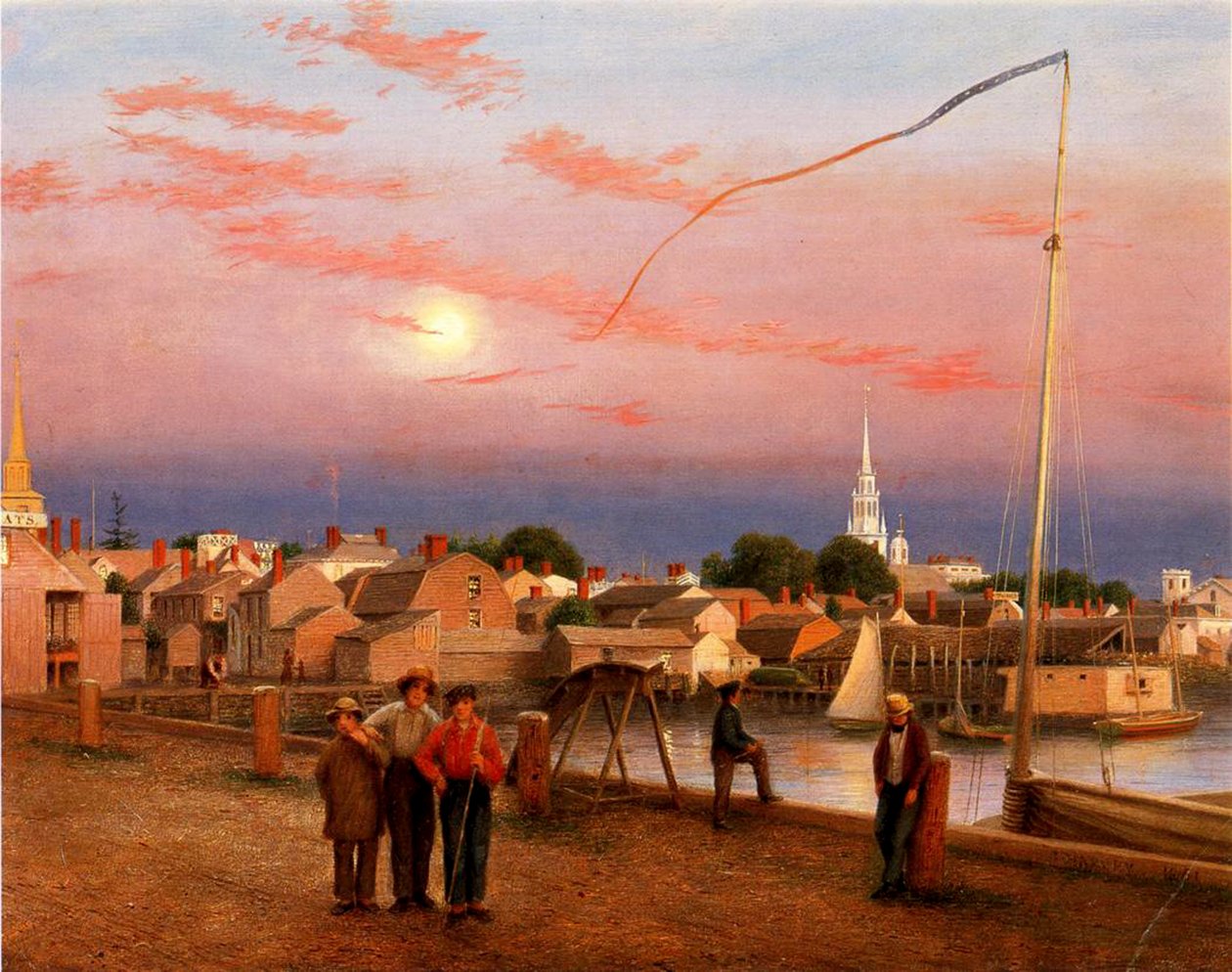 Newport, End of the Day, 1851 (olie på papir på lærred) af George Harvey