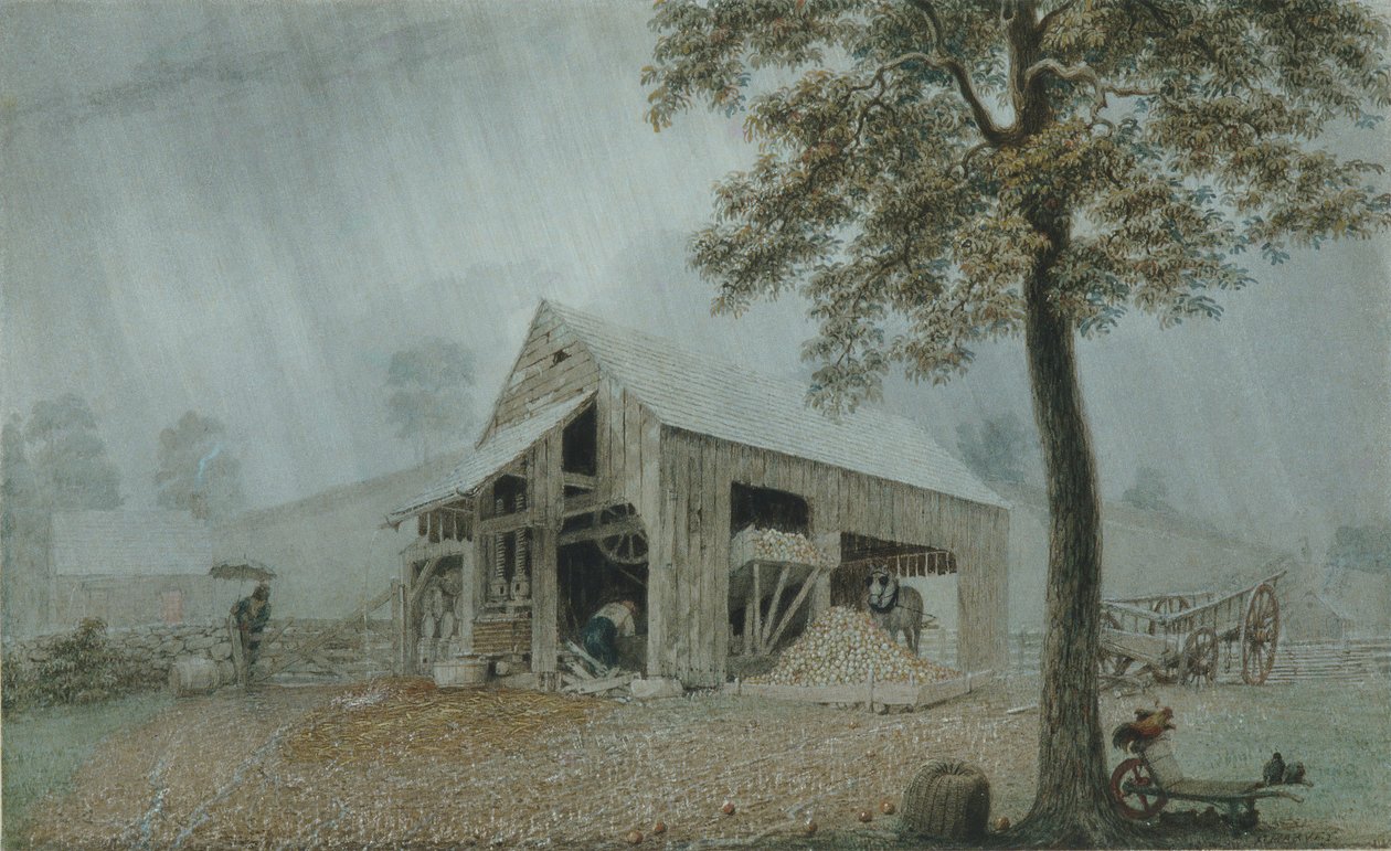 RainstormCider Mill i Redding, Connecticut, ca. 1840. af George Harvey