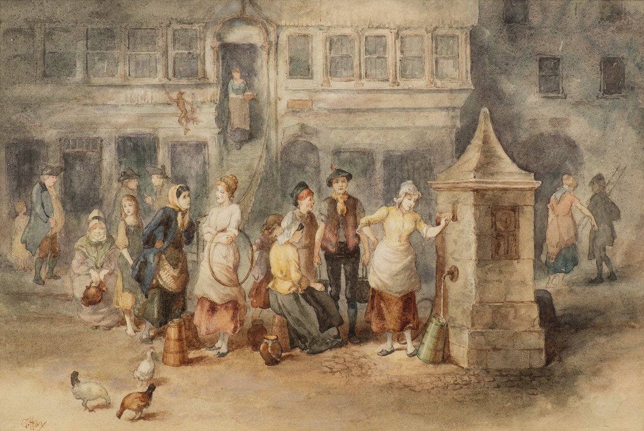 Brønden (akvarel) af George Hay