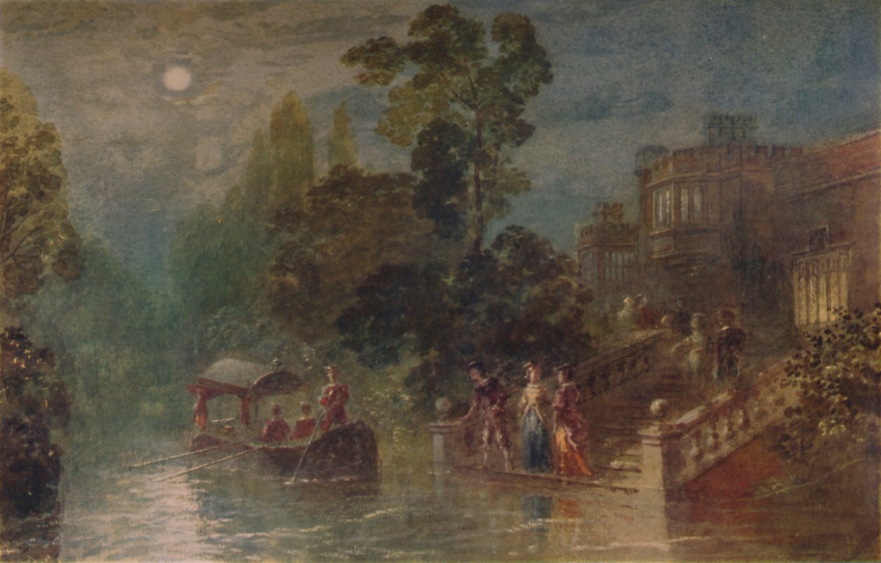 Moonlight: the Terrace, Haddon Hall, 1873, 1935 af George Haydock Dodgson
