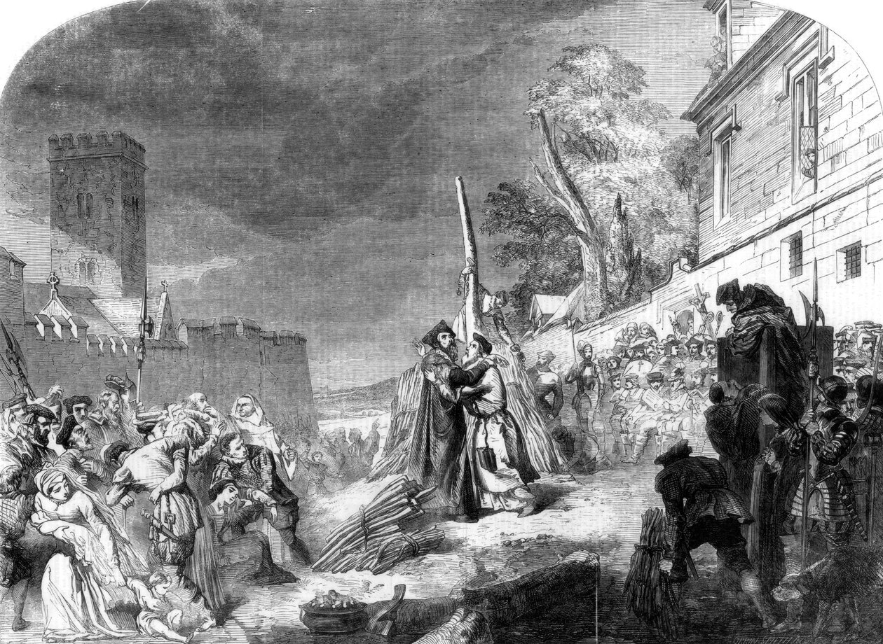 Ridley og Latimers martyrium, Oxford, 1856. af George Hayter