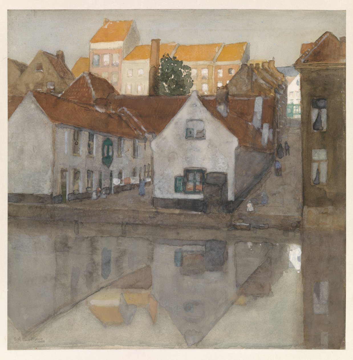 Slumkvarter i Gent af George Hendrik Breitner (signed by artist)