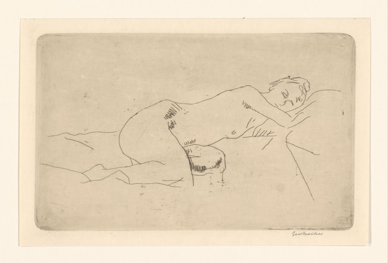 Liggende nøgen kvinde af George Hendrik Breitner (signed by artist)