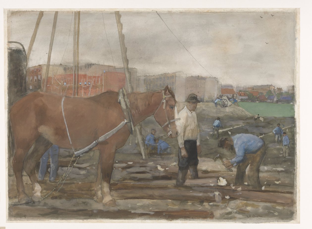 Byggeplads Oud-West i Amsterdam af George Hendrik Breitner