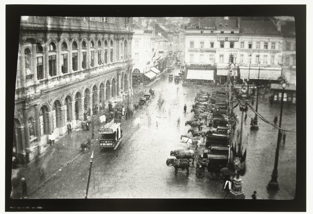 Udsigt over Bruxelles-Nord Station og Place Rogier i Bruxelles af George Hendrik Breitner