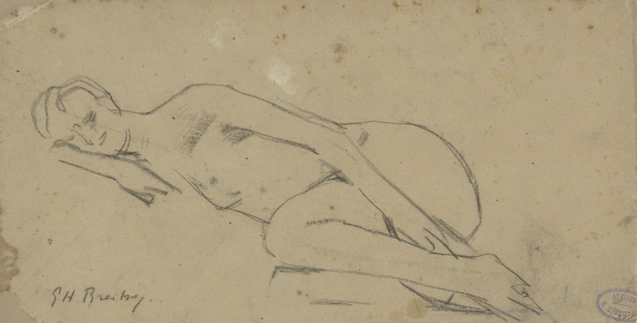 Tilbagelænet nøgen kvinde af George Hendrik Breitner