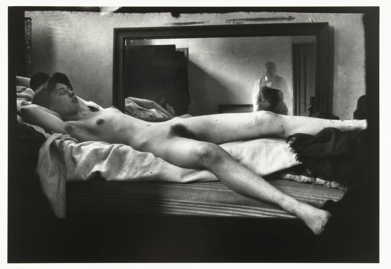 Portræt af en kvindelig nøgen med den fotograferende Breitner i spejlet af George Hendrik Breitner