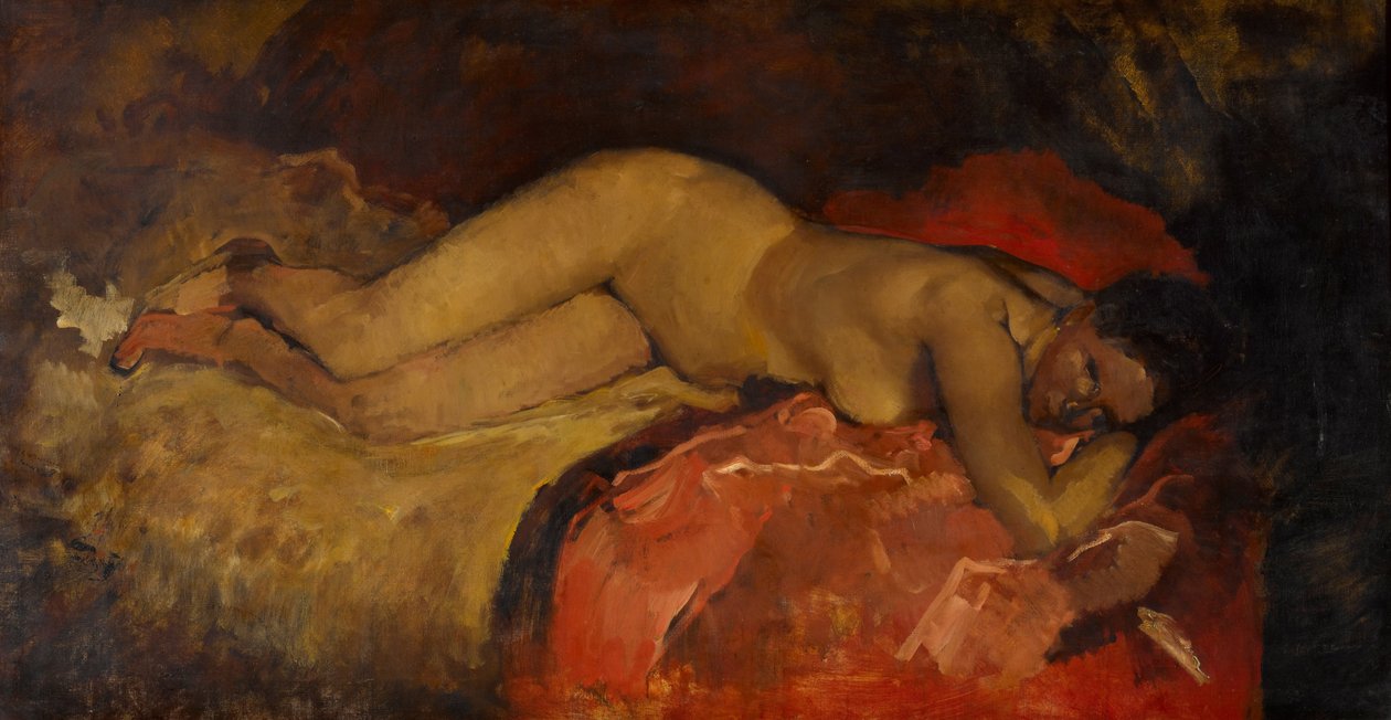 Liggende nøgen, ca 1887 af George Hendrik Breitner