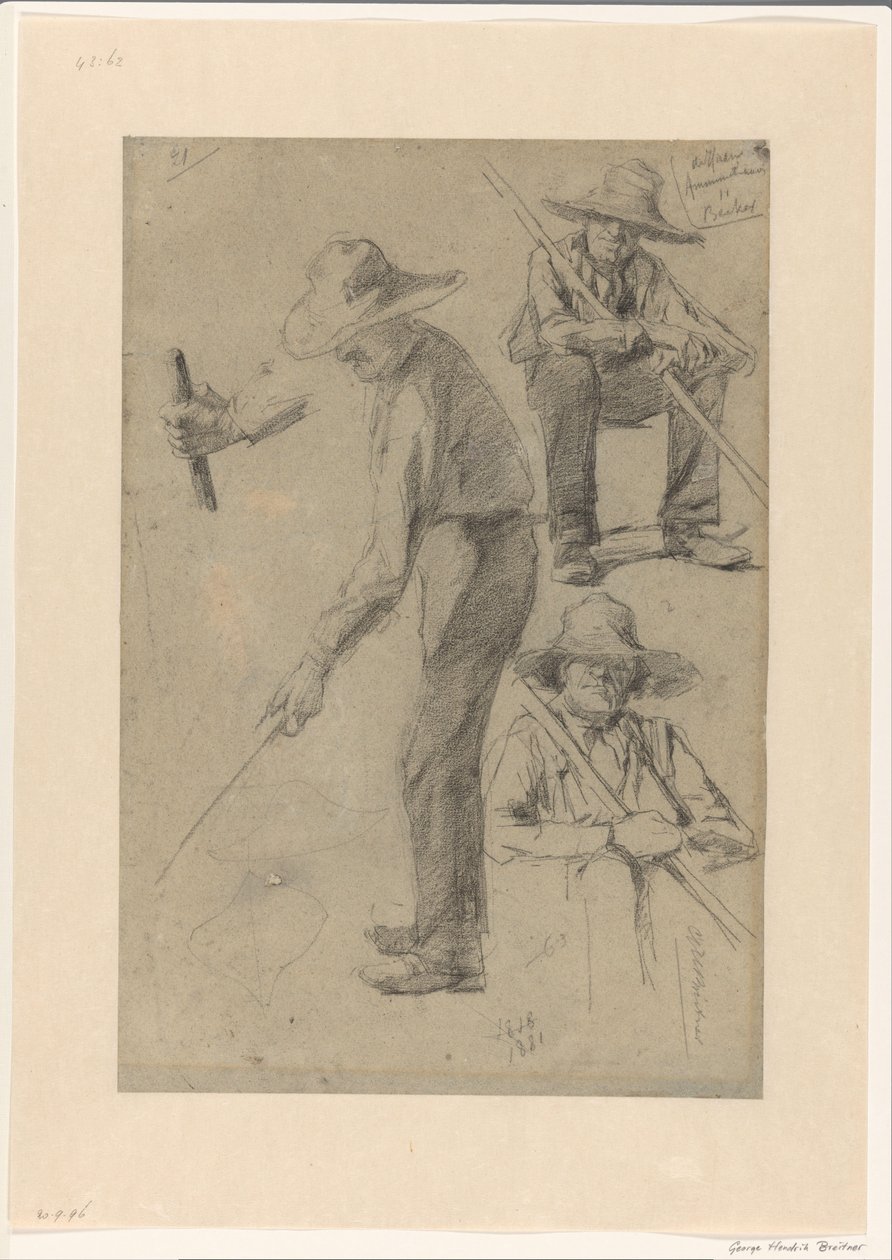 Skitseark med studier af en gartner af George Hendrik Breitner