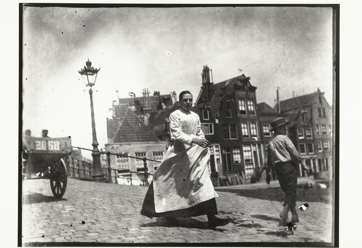 Gadeudsigt ved krydset Lindengracht Lijnbaansgracht i Amsterdam af George Hendrik Breitner