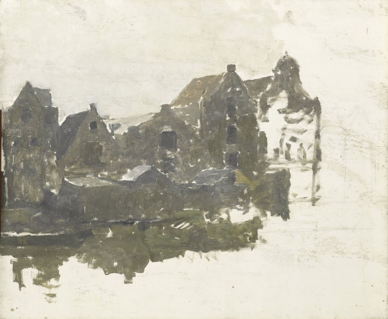 Pakhuse på Teertuinen på Prinseneiland, Amsterdam af George Hendrik Breitner