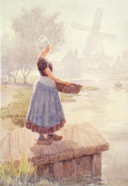 Dutch Fishergirl (akvarel på papir) af George Henry Alan Brown