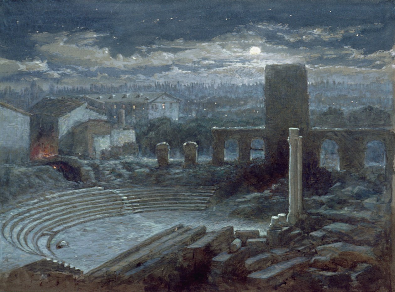 Det romerske teater, Arles, Moonlight af George Henry Andrews