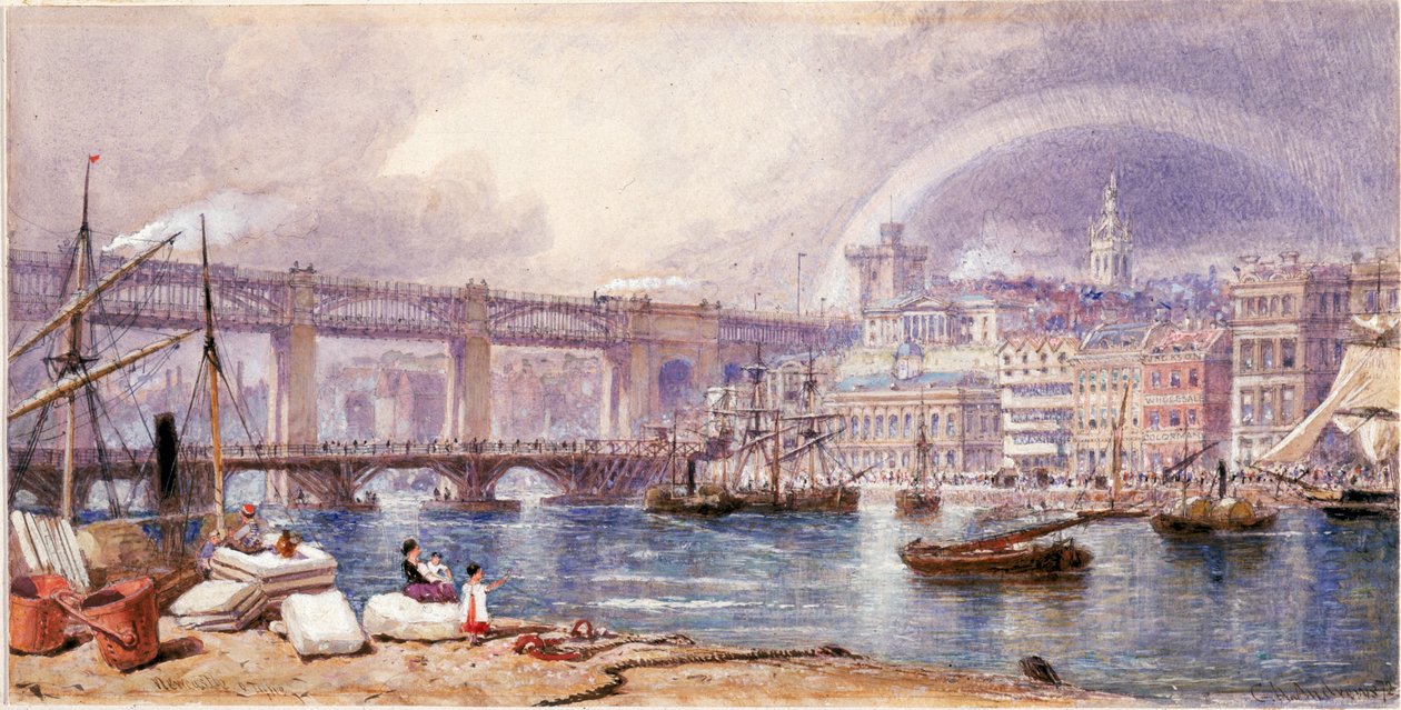 Udsigt over Newcastle upon Tyne (kropsfarve) af George Henry Andrews