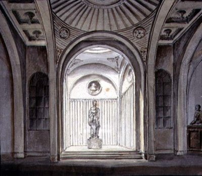 A Sculptural Gallery Interiør (akvarel med blyant på papir) af George Henry Bailey
