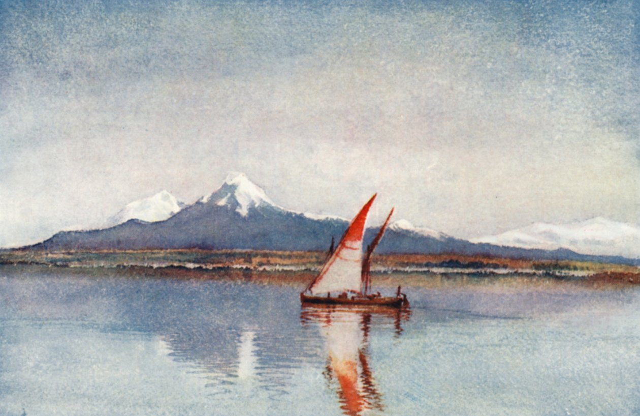 Tunisbugten, fra Karthago, med Bou-Cornein (farvelitografi) af George Henry Benton Fletcher
