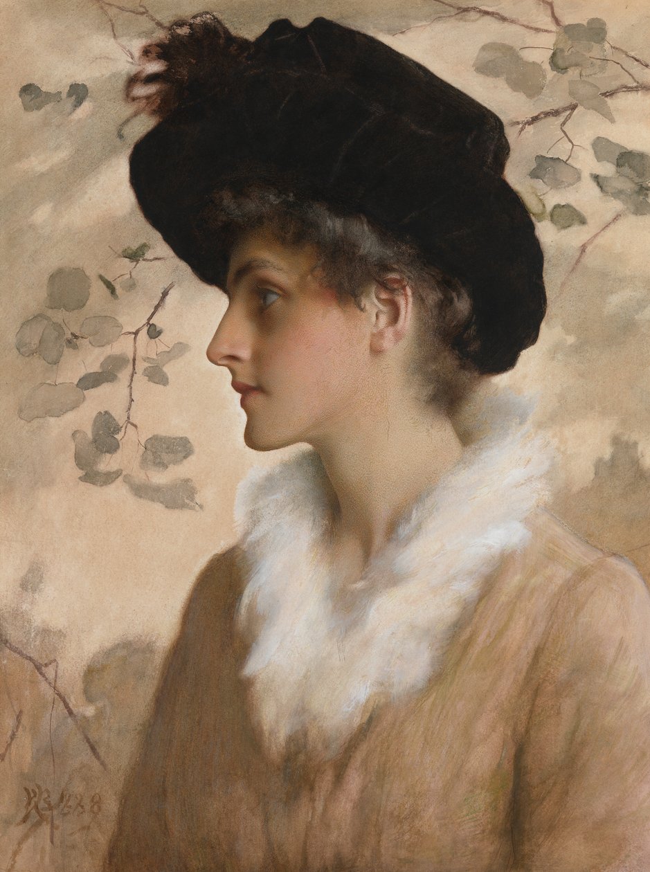 Portrait of a Lady, 1888 (wc med kropsfarve på papir) af George Henry Boughton