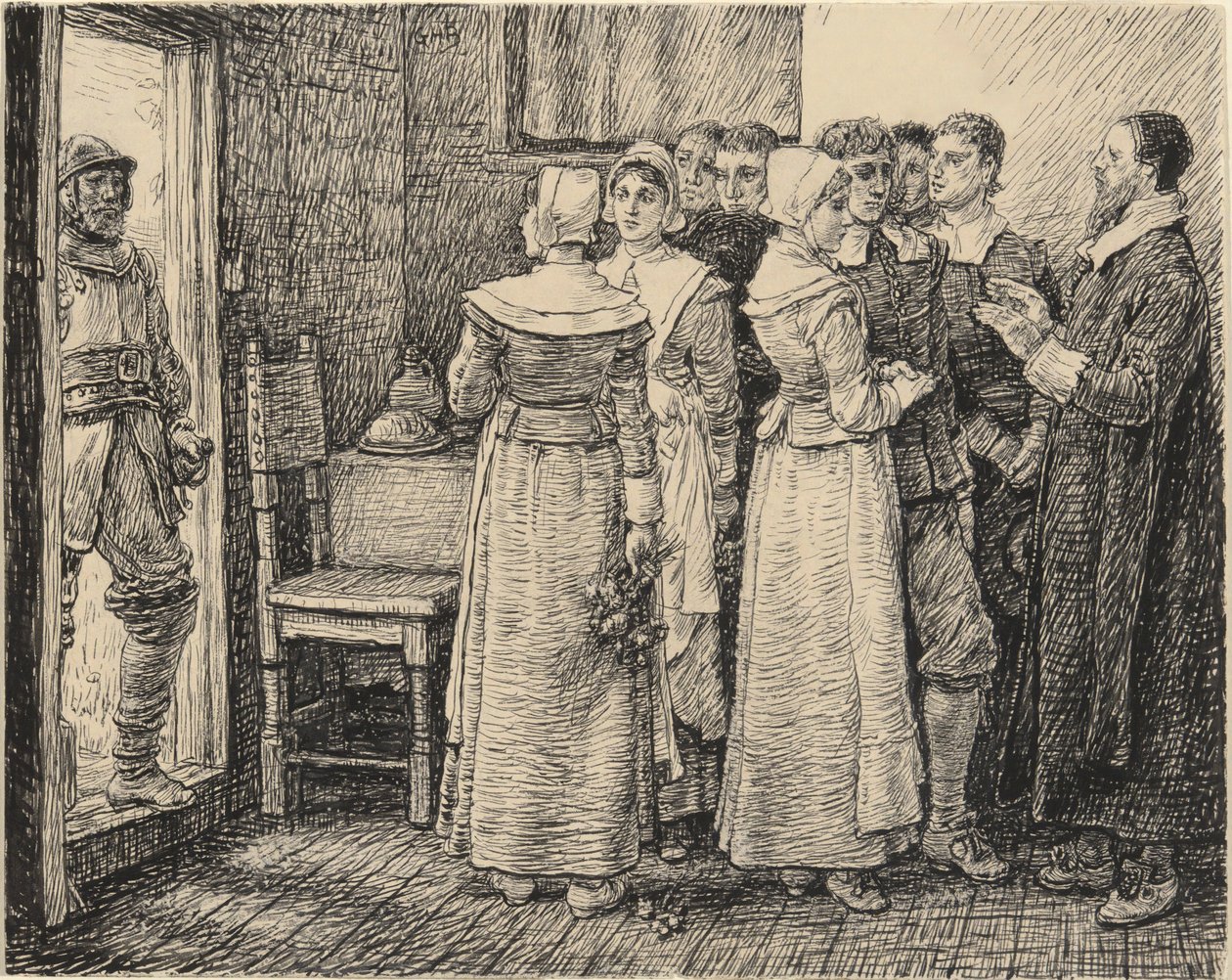 Det puritanske bryllup afbrudt af George Henry Boughton