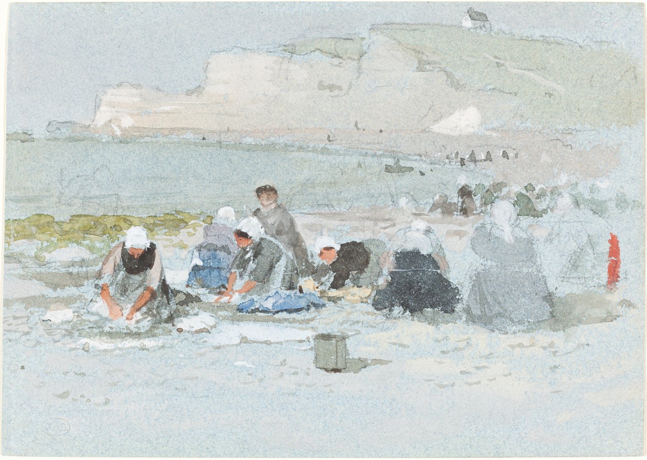 Vaskekvinder på stranden ved Etretat af George Henry Boughton