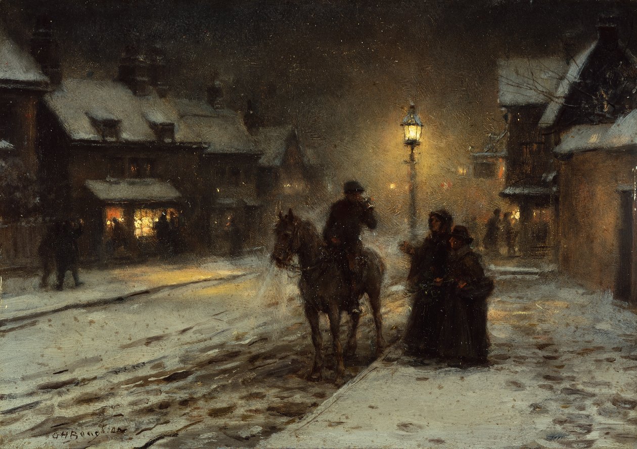 Vinteraften (olie på panel) af George Henry Boughton