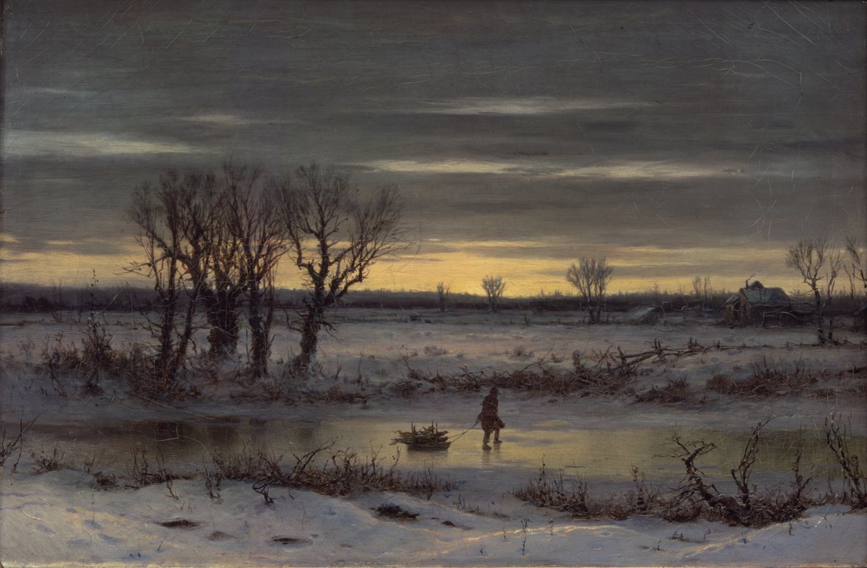 Winter Twilight Near Albany, 1858 (olie på linned) af George Henry Boughton