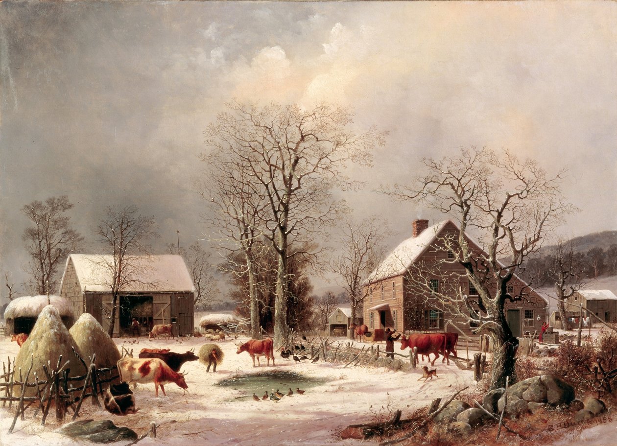 Bondegården om vinteren af George Henry Durrie