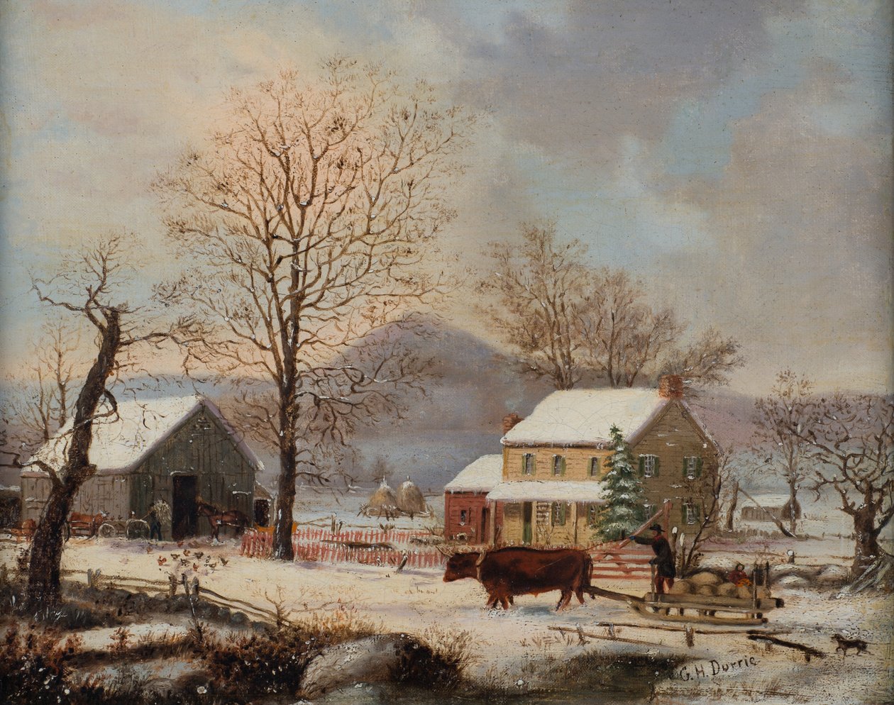 Vinterscene, 1830-60 af George Henry Durrie