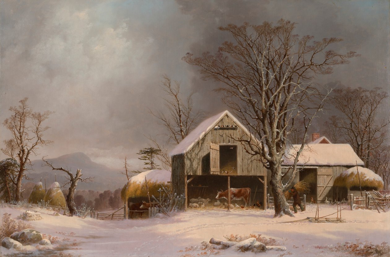 Vinterscene i New England af George Henry Durrie