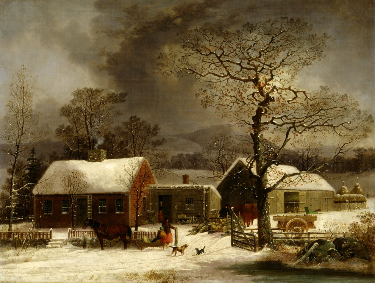 Vinterscene i New Haven, Connecticut, ca. 1858. af George Henry Durrie