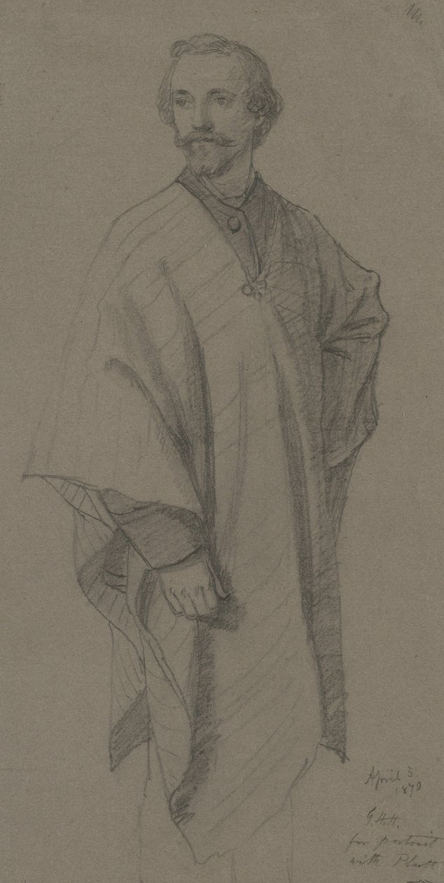 Selvportræt, 1870 (grafit på brunt vævet papir) af George Henry Hall
