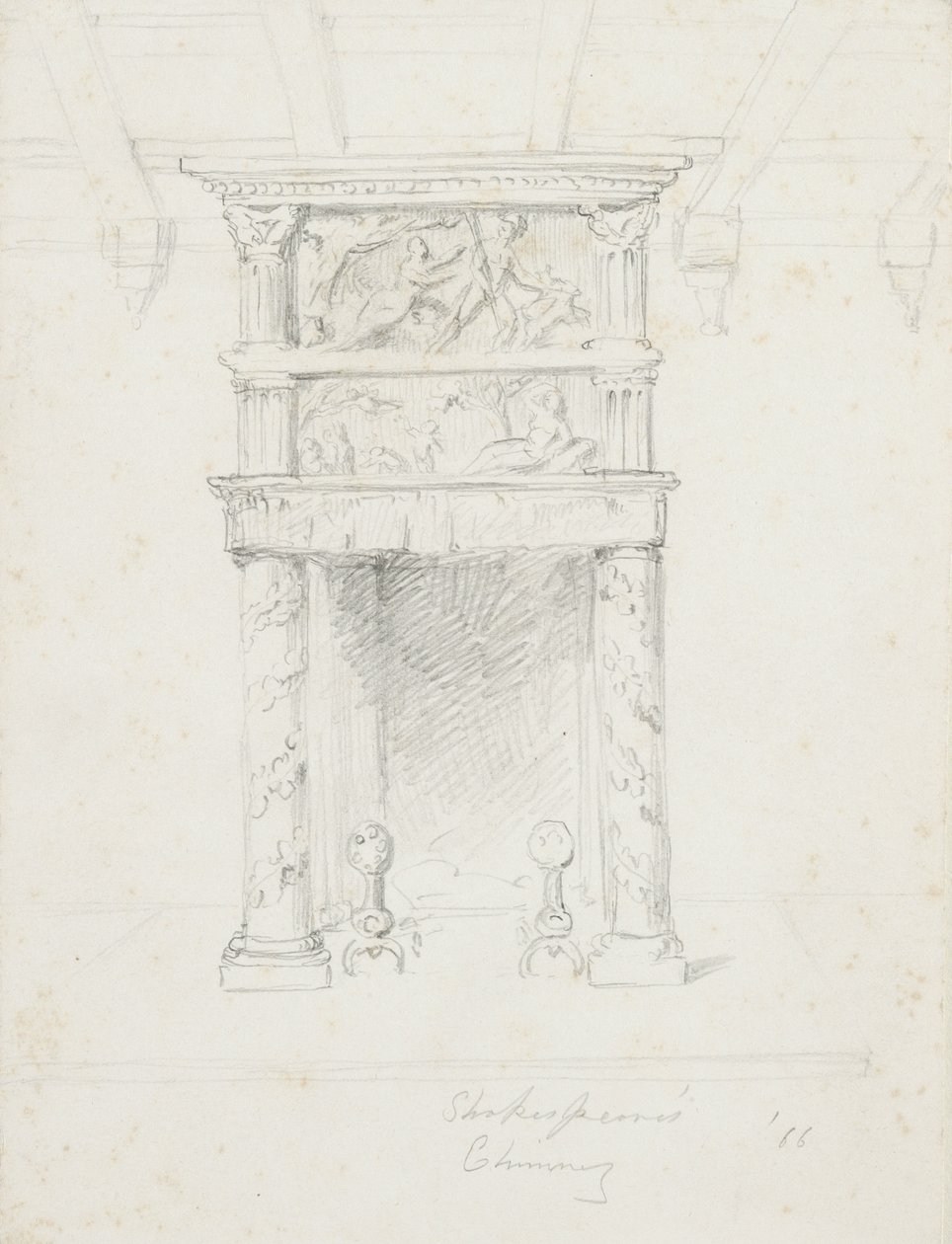 Shakespeares skorsten, 1866 (grafit på cremevævet papir) af George Henry Hall