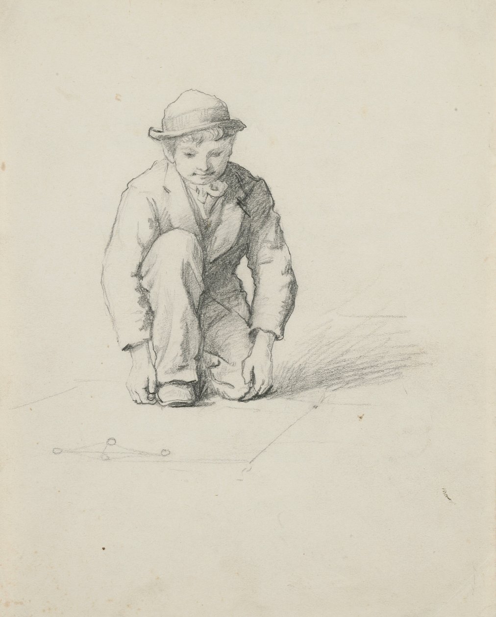 Uden titel - Dreng spiller kugler af George Henry Hall