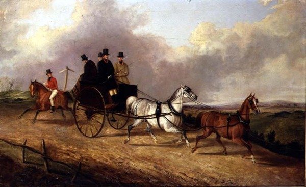 Herrer i en hestevogn af George Henry Laporte