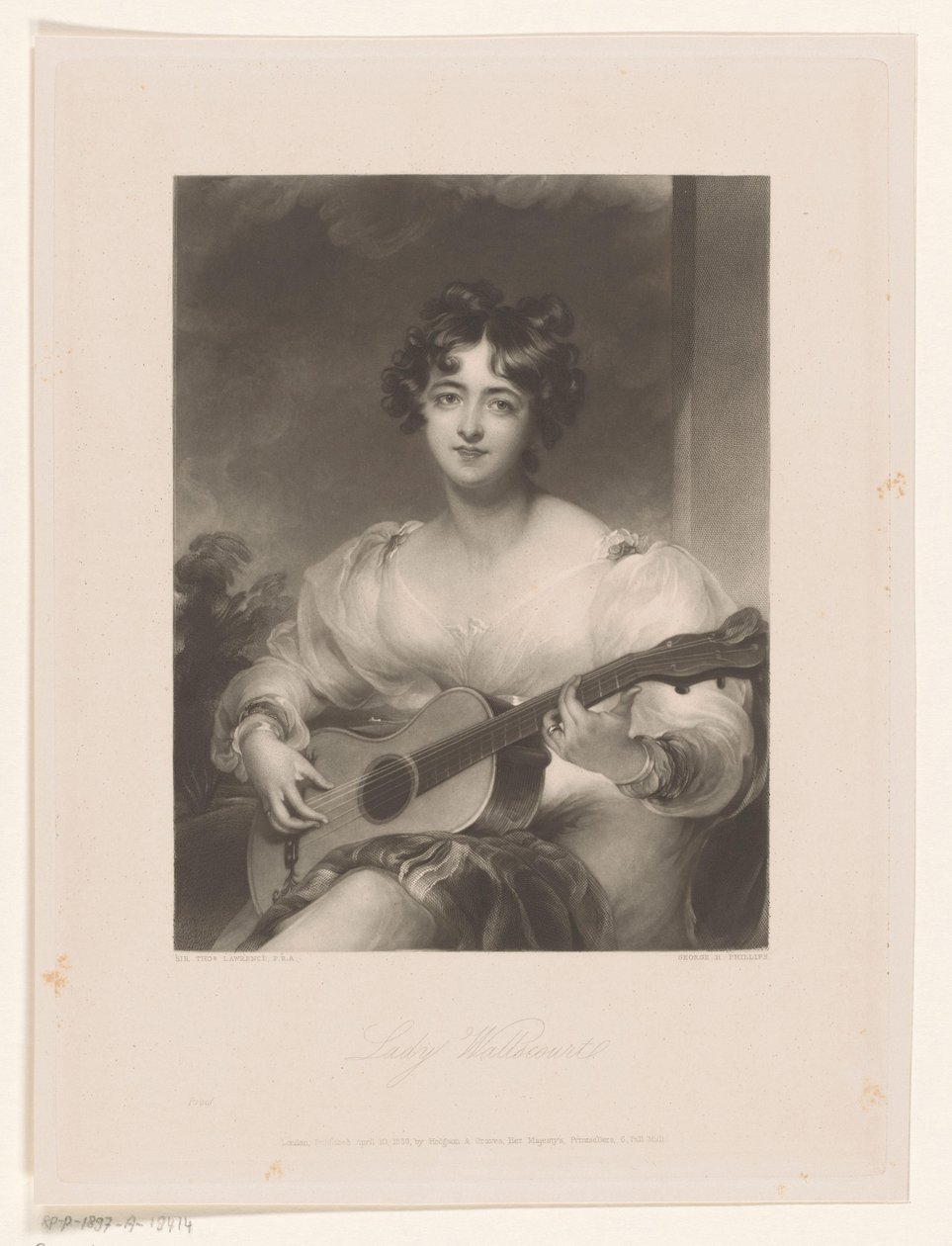 Portret af Elizabeth Black Lady Wallscourt (titel på objektet) af George Henry Phillips