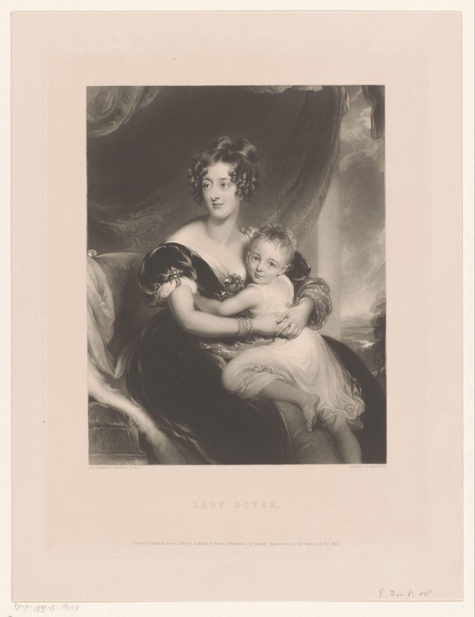 Portret af Georgiana Agar-Ellis Lady Dover (titel på objekt) af George Henry Phillips