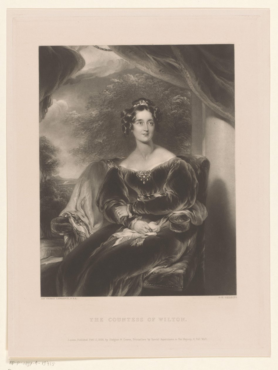 Portret af Mary Margaret Stanley Grevinden af Wilton (titel på objekt) af George Henry Phillips