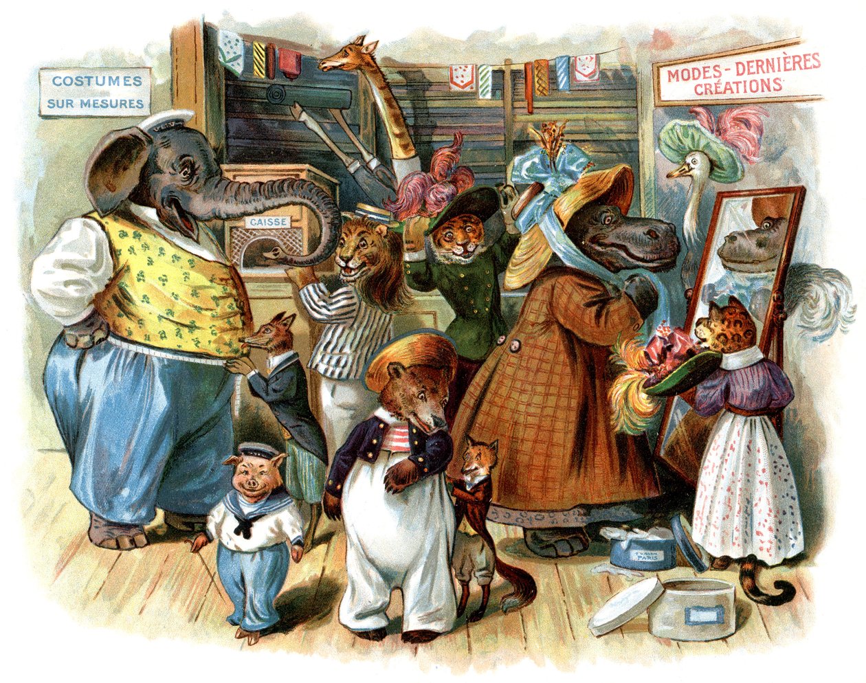 Illustration til "Glædetog! Gentlemen dyr i bil" af George Henry Thompson