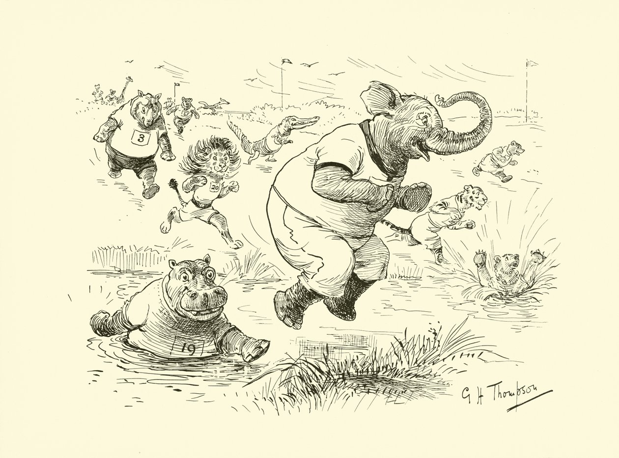 Dyr ved de olympiske lege (litografi) af George Henry Thompson