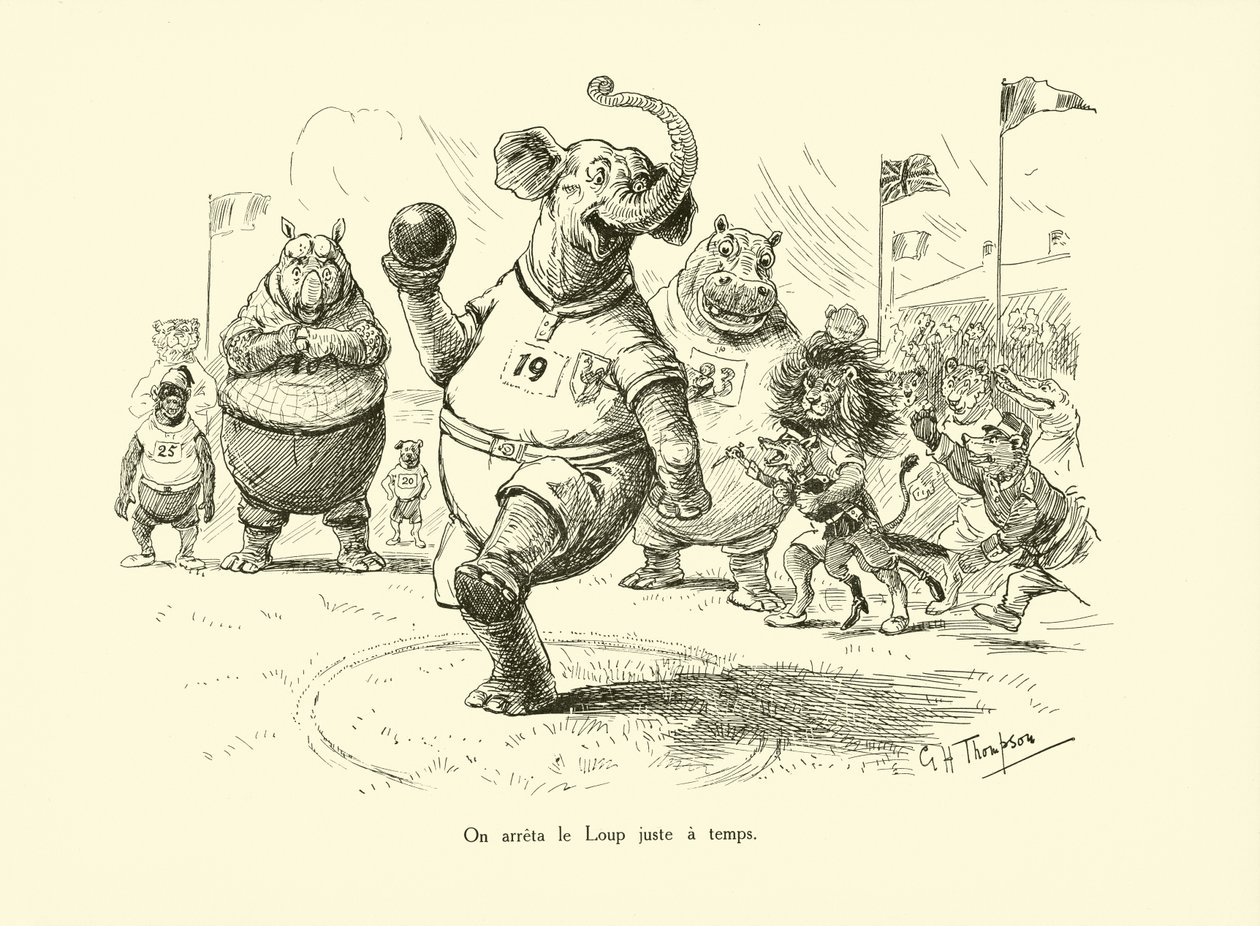 Vi stoppede ulven lige i tide (litografi) af George Henry Thompson