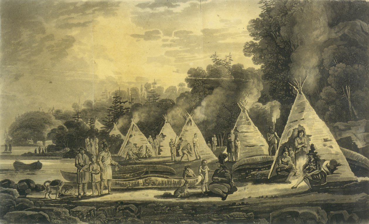 Lejr af domicilerede indianere, 1807 af George Heriot