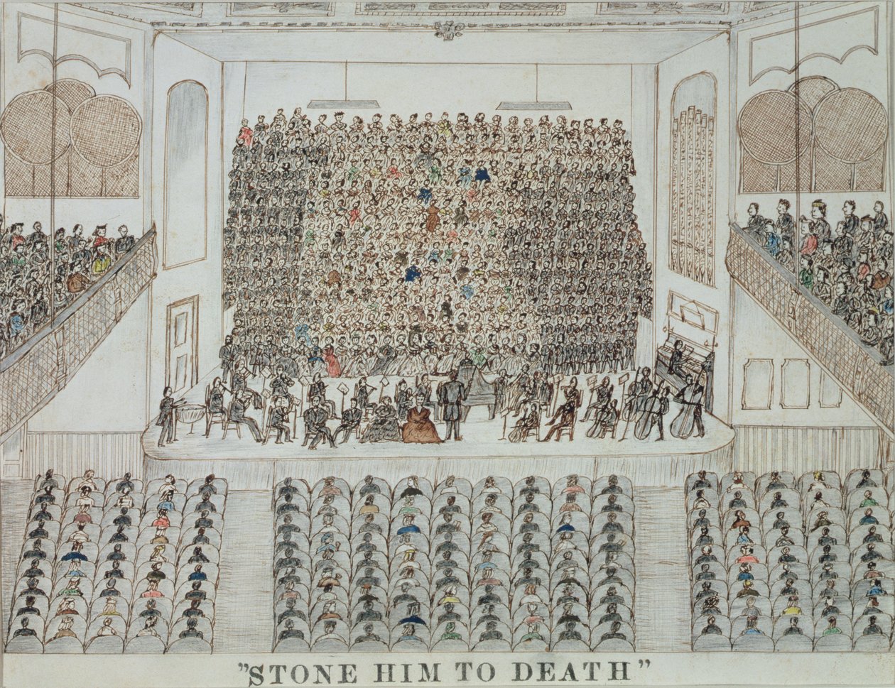 Sten ham til døde! 1871-76 (pen  blæk  akvarel på papir) af George Holten Perkins