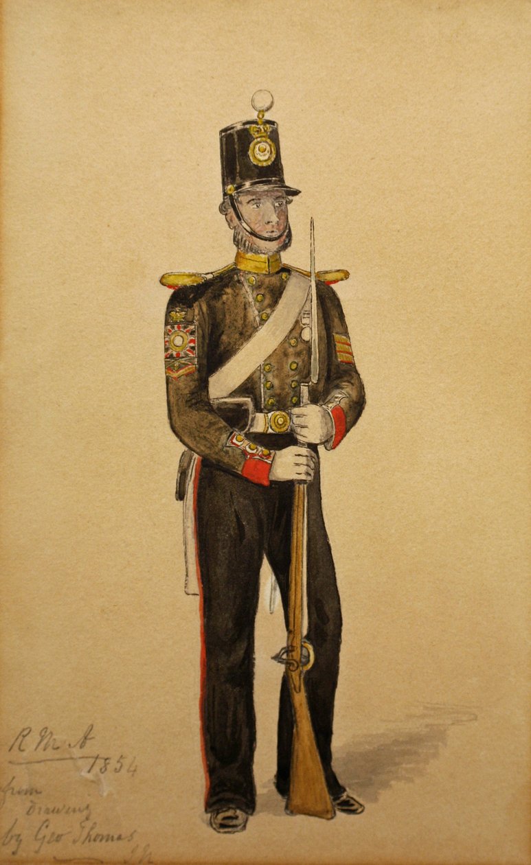 Farvesergent for Royal Marine Artillery, 1854 (wc på papir) af George Housman Thomas