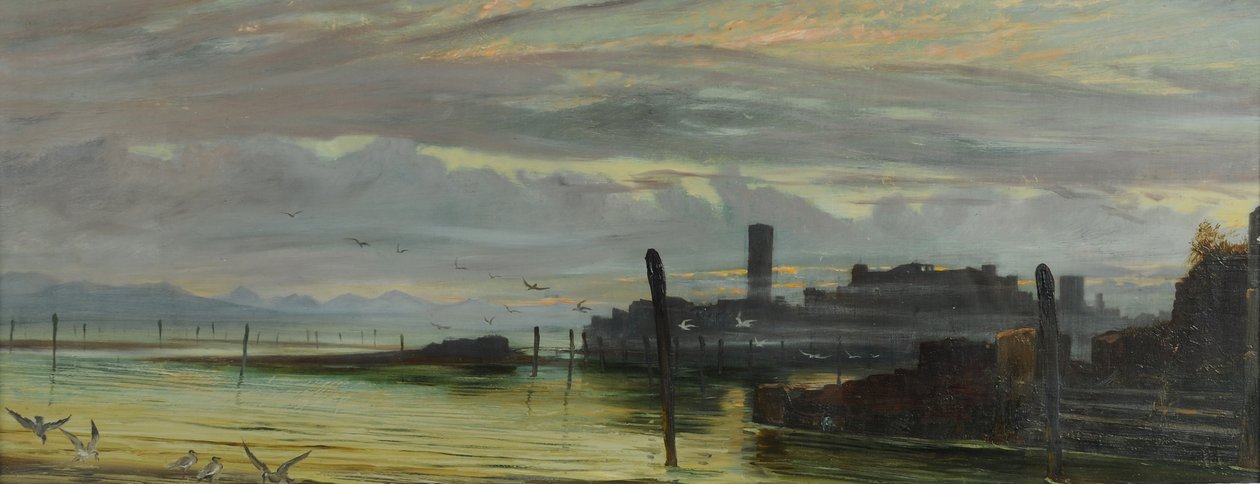 Tusmørke i lagunerne nær Venedig, 1875-85 af George Howard