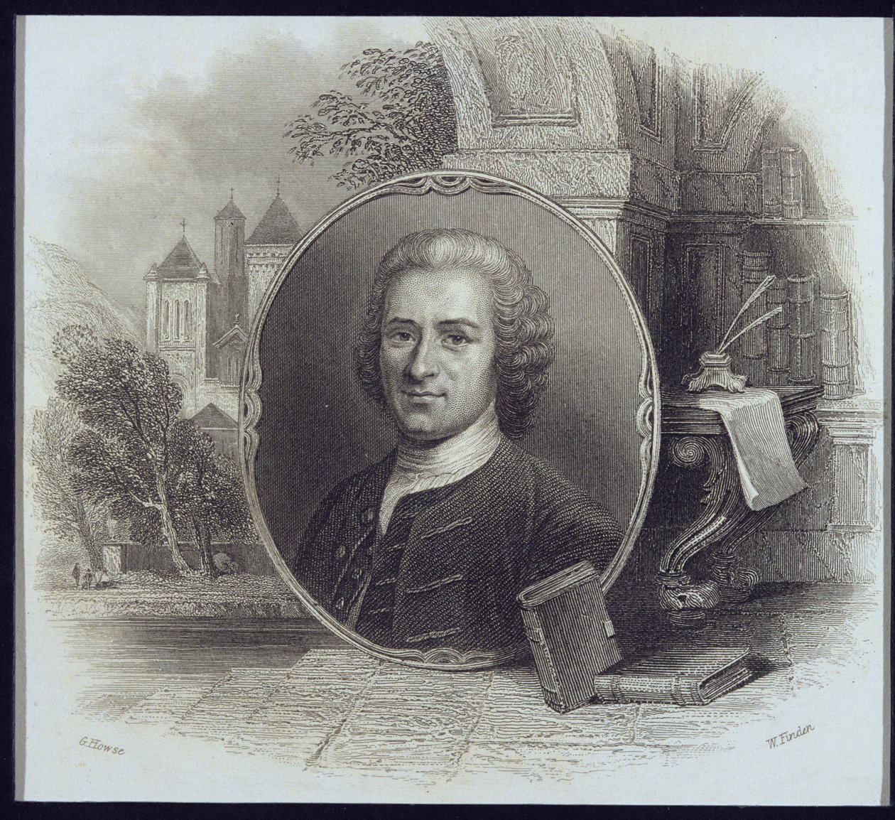 Portræt af Jean Jacques Rousseau (1712-78), indgraveret af William Finden (1787-1852) af George Howse