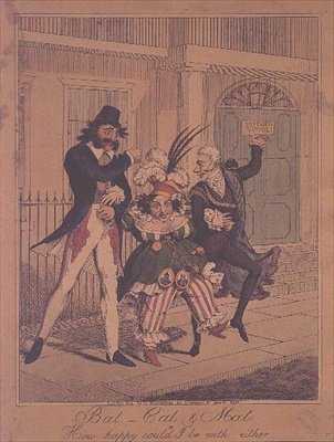 Bat, Cat and Mat, eller hvor glad kunne jeg være med enten - satirisk graveringspub. af G.Humphrey af George Humphrey