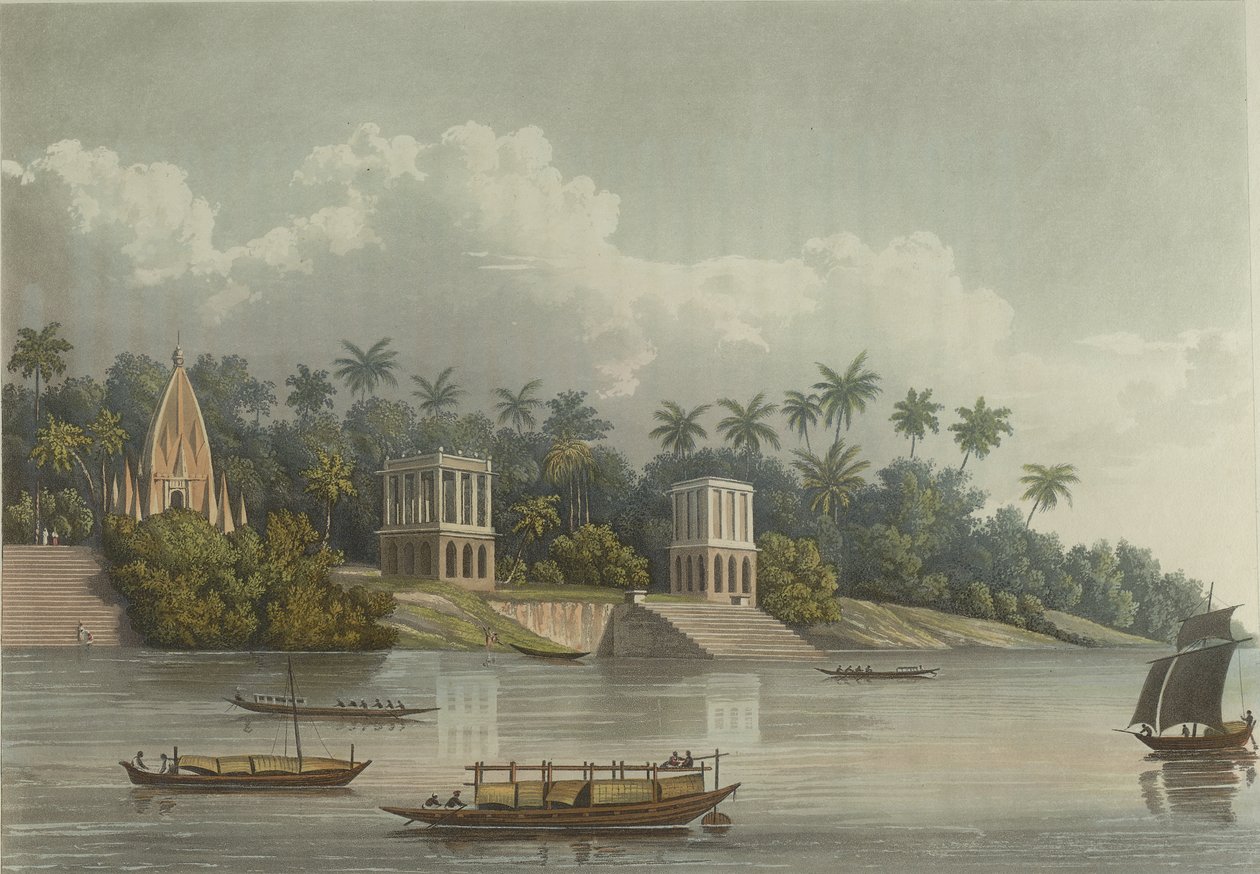 Hindoo Pagodas under Barrackpore på Ganges af George Hunt