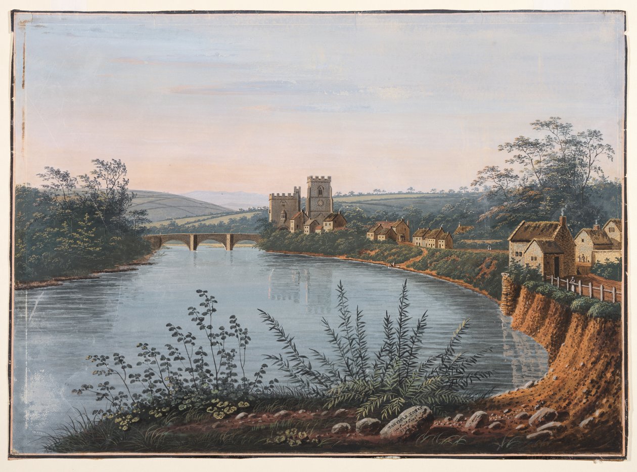 West Tanfield ved floden Ure, Yorkshire af George I Cuitt