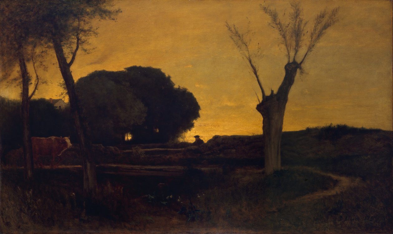 Aften i Medfield, Massachusetts, 1875. af George Inness